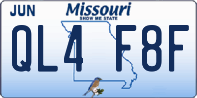 MO license plate QL4F8F