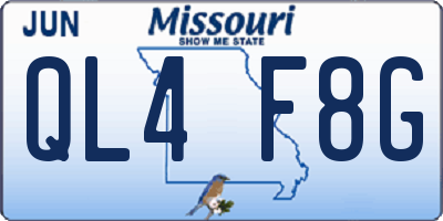 MO license plate QL4F8G