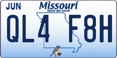 MO license plate QL4F8H