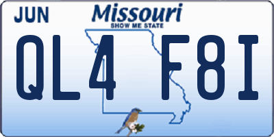 MO license plate QL4F8I