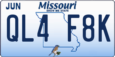 MO license plate QL4F8K