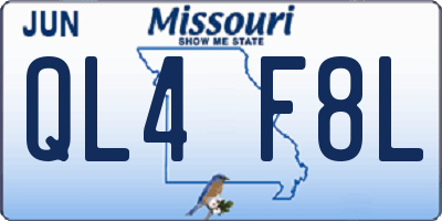 MO license plate QL4F8L