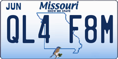 MO license plate QL4F8M