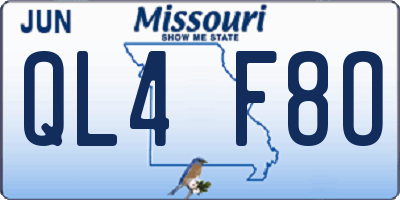 MO license plate QL4F8O