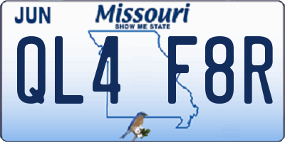 MO license plate QL4F8R