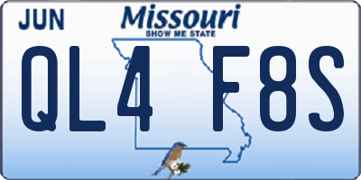 MO license plate QL4F8S