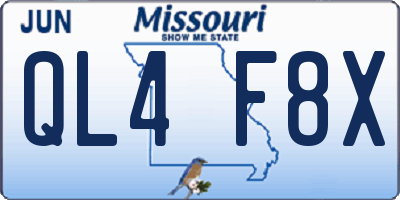MO license plate QL4F8X