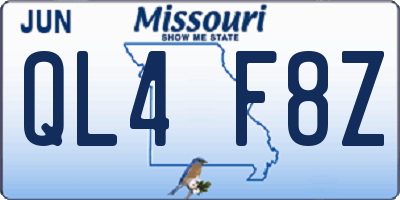 MO license plate QL4F8Z
