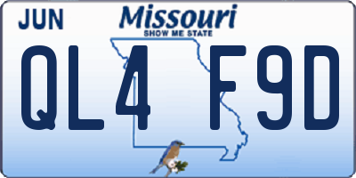 MO license plate QL4F9D