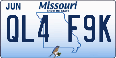 MO license plate QL4F9K