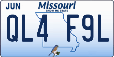 MO license plate QL4F9L
