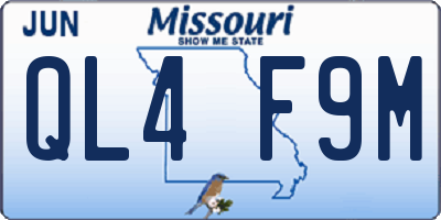 MO license plate QL4F9M