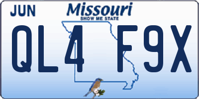 MO license plate QL4F9X