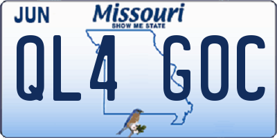 MO license plate QL4G0C