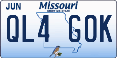 MO license plate QL4G0K