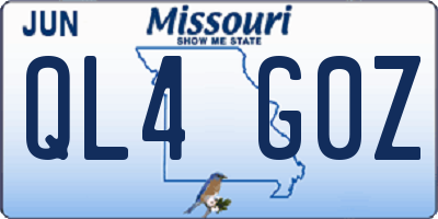 MO license plate QL4G0Z