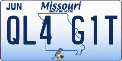 MO license plate QL4G1T