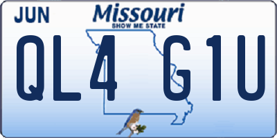 MO license plate QL4G1U