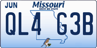 MO license plate QL4G3B