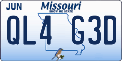 MO license plate QL4G3D