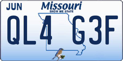 MO license plate QL4G3F