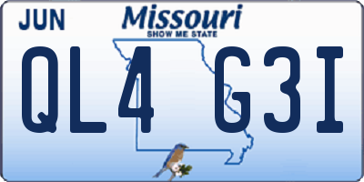 MO license plate QL4G3I