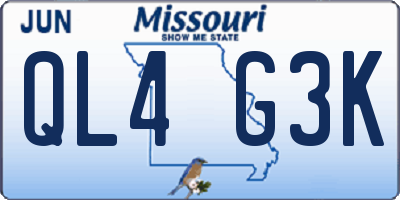 MO license plate QL4G3K