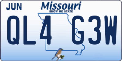 MO license plate QL4G3W