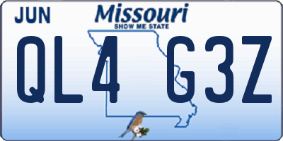 MO license plate QL4G3Z