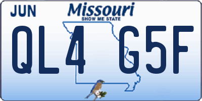 MO license plate QL4G5F