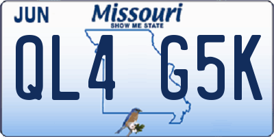 MO license plate QL4G5K