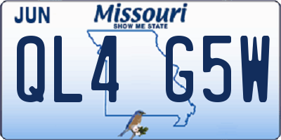 MO license plate QL4G5W