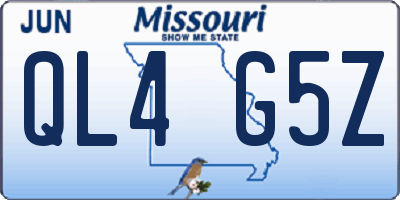 MO license plate QL4G5Z