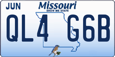 MO license plate QL4G6B