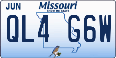 MO license plate QL4G6W