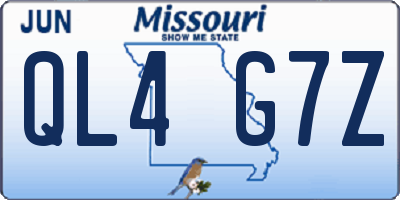 MO license plate QL4G7Z