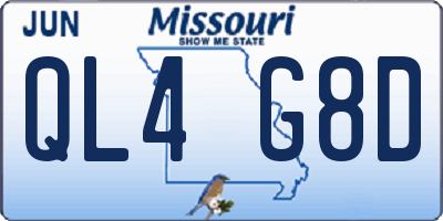 MO license plate QL4G8D