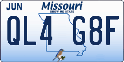 MO license plate QL4G8F