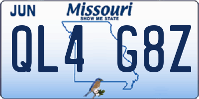 MO license plate QL4G8Z
