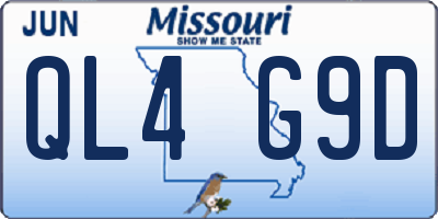 MO license plate QL4G9D