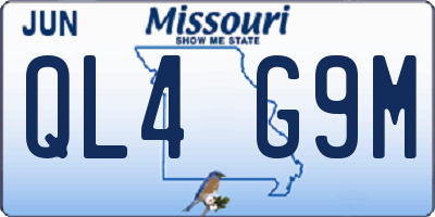 MO license plate QL4G9M