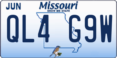 MO license plate QL4G9W