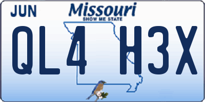 MO license plate QL4H3X