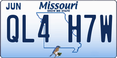 MO license plate QL4H7W