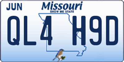 MO license plate QL4H9D