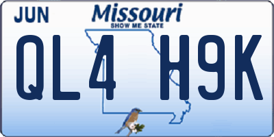 MO license plate QL4H9K