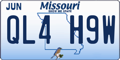 MO license plate QL4H9W