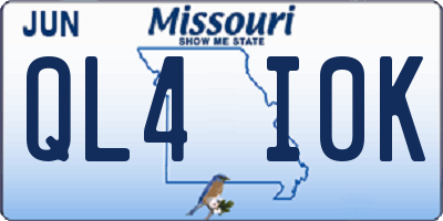 MO license plate QL4I0K