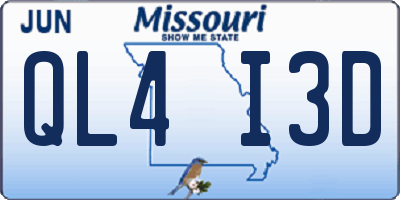 MO license plate QL4I3D