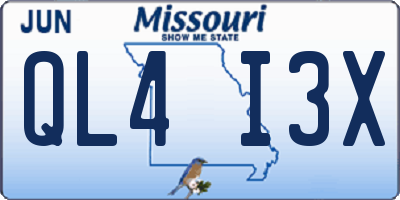 MO license plate QL4I3X